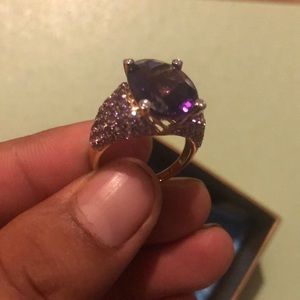 Uruguayan Amethyst & Pave Amethyst Bold Ring 14k gold